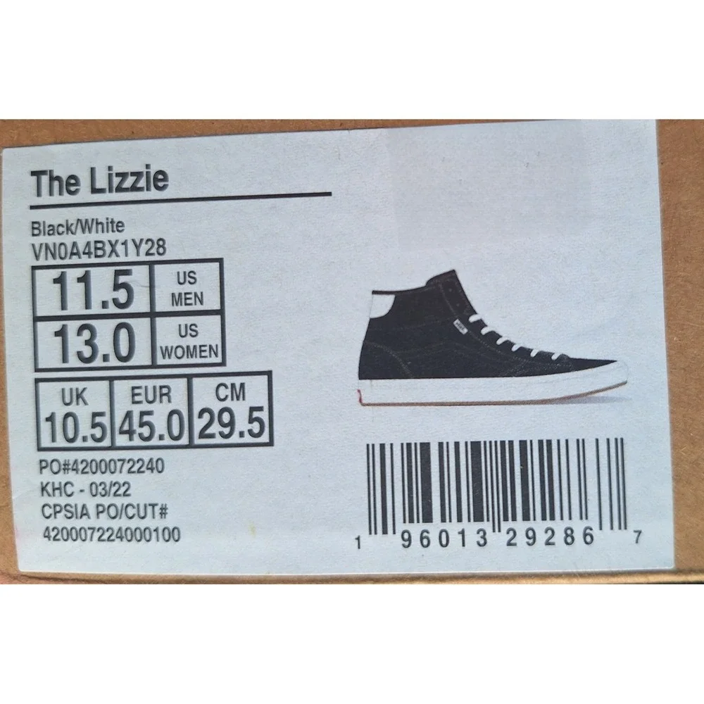 Mens VANS Size 11.5 Lizzie Armanto Black White Rare VN0A4BX1Y28 2021 New Orginal